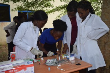 BIOCHEMISTRY STUDENTS TAKING BLOOD SAMPLES